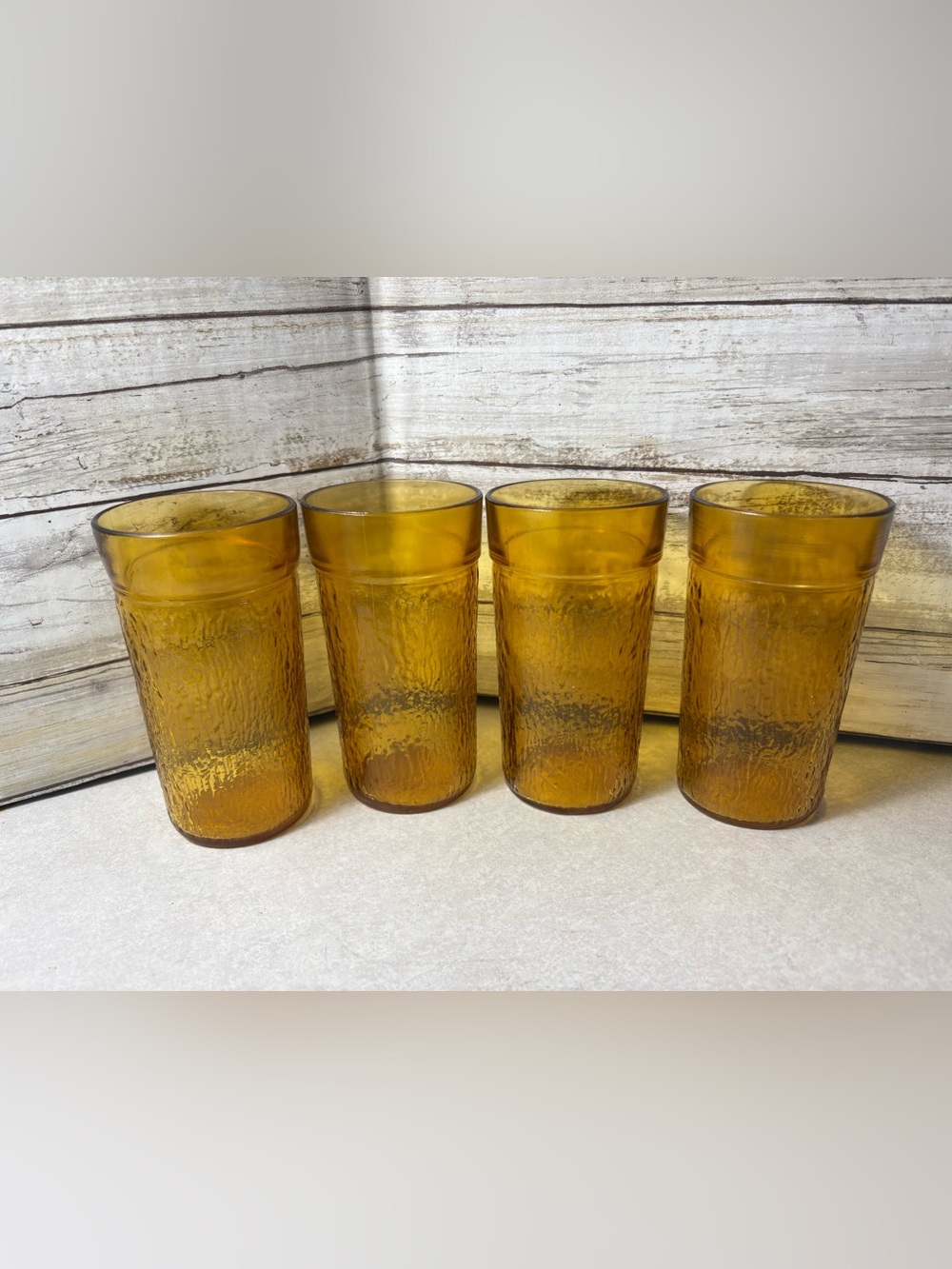 Set of 4 vintage Kerr amber glass tumblers